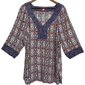 Woman Within Blouse Top Women‎ Size 3X Multicolor Printed 100% Rayon